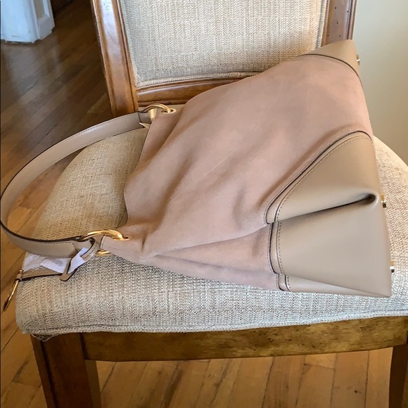 Michael Kors Lg Shoulder Nicole Suede Leather Tan - Picture 11 of 16